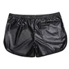 Men's Shorts Men's Shiny Faux Leather Hot Boxer Short Pants with a Back Pocket Fashion Black Elastic Waistband Wetlook Stretchy Shorts Z0216