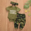 Pyjama né bébé fille garçon vêtements maman énonciations haut imprimé t-shirt Camouflage pantalon chapeaux barboteuse tenue ensemble 230217