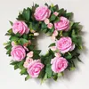 Decorative Flowers Bright Colorful Roses Wreath Home Decoration Door Hanging Artificial Garland For Wedding Decor Party Supplies