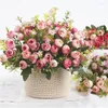 Decorative Flowers 30cm Artificial Peony Tea Rose Camellia Silk Fake Flower Flores For DIY Home Garden Wedding Decoration Retro Plants