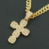 Hip Hop Cross Charm Pendant Gold Plated Lab Diamond Zircon مع قلادة ميامي