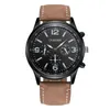 Mode Business Men's Watch Retro Design Leather Band Analog Alloy Quartz Wrist Watch Men's Watches Man Clock 2344