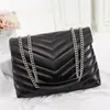 Bolsas de moda luxuosas de alta qualidade LOULOU Bolsa de ombro feminina de couro preto com corrente de grande capacidade Bolsa de mensageiro acolchoada Bolsa carteiras de compras