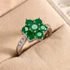 Fedi nuziali Vintage femminile blu cristallo pietra anello fascino oro argento colore fidanzamento fiore da sposa di lusso sottile per le donne