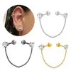 Stud Earrings 1Pc Surgcal Steel Tassel Zircon Ear Studs Non-allergic Chain Earring Body Piercing Fashion Jewelry