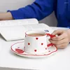 Кружки в форме сердца кофейная чашка послеобеденный чай керамический тарелка домохозяйственная горшка простой милый десертный кружок чайник