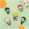 Cartoon-Zubehör Hunterxhunter Emaille Pin Benutzerdefinierte Gon Killua Kurapika Leorio Hisoka Brosche Revers Abzeichen Hxh Schmuck Geschenk für Fans D Dhoxe