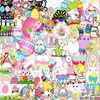 50pcs Happy Easter Bunny Egg Stickers Kawaii كرتون لطيف مضحك أرنب شارات الحيوانات للأطفال هدية زجاجات المياه المحمول للكمبيوتر دراجة شارات الأمتعة DIY ملصق DIY