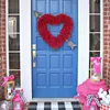 Decorative Flowers Valentine's Day Heart Shape Wreath Bowknot Love Door Wall Hanging Pendants Happy Valentine Party Decor For Home