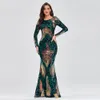 Party Dresses O-neck Long-Sleeve Shinning Sequins Evening Dresses Sexy Backless Mermaid Party Gowns Maxi Elegant Multi Female Robes Vestidos 230217