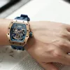 ساعات المعصم TSAR BOMBA Skeleton Watches Mens Automatic Clock Waterproof Luxury Business الميكانيكية ساعة اليد هدية