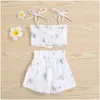 Conjuntos de ropa Moda Baby Girls Ropa con estampado floral Conjunto Irregar Dobladillo Sin mangas Tops recortados cortos para el verano 6M4T Entrega de gota Ki Dhnum