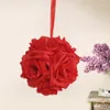 Flores decorativas Simulação romântica de 10 cm Bola de flor de rosa com pingente de cristal decoração de festa de casamento artificial