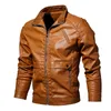 Men's Fur Men's PU Faux Leather Unfilled Bomber Jacket Fux Vintage Motorcycle Men Bikers Coat Outerwear Plus Size 6XL Jaqueta De Couro