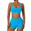 Active Sets Women Sexy Yoga Sportwear Set Female Workout Sports Beauty Back Bra High Waist Gym Shorts Quick Drying Tank Top Activewear Suit