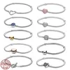 Bracelets porte-bonheur en argent Sterling 925 coeur brillant classique chaîne en os de serpent fit perles originales bricolage faisant des bijoux 230216