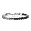 Link Armbänder Diffone 2023 Männer Stein Armband Einstellbare Edelstahl Braclet Natürliche Tigerauge Hämatit Perlen Brazalete Homme