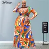 Plus size Dresses Wmstar Plus Size Dresses for Women Summer Print Deep V Neck Bandage Elegant Party Africa Maxi Dress Wholesale Drop 230216