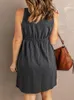 Casual Dresses Elegant Button Down Elastic Midje Swing Women Summer Sleeveless V Neck T-Shirt Tank Dress Beach Cover Up