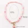 Colares pendentes moda bohemia jóias pedras naturais rosa com estrelas mulheres curtas colar gotas de gotas de presente