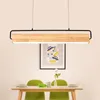 Pendant Lamps Modern Japanese Style Log Dining Room LED Chandelier Simple Long Wooden Restaurant Living Cafe Hanging Light Fixtures