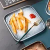 Plates Stone Surface Ceramic Dinner Steak Plate Square Dessert Tableware For Restaurant El Gift Microwave