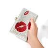 Evening Bags Fashion Women Party Purses Bridal Wedding Bag Funny Red Lips Full Crystal Clutches