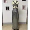 Stage Wear Light Up Adult Clothing Gray Sexy Hollow Dress Casual Evening VIP Party Toast Western Style