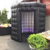 Free ship LED lighting Black octagon inflatable photo booth tent enclosure photobooth for rental with 1 door