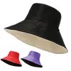 Szerokie czapki brzegowe cztery pory roku żeńskie wiadra Sunhats dla kobiet dwustronne zużycie stałych kolorów bawełny 12 cm anty-UV Outdoor Beach