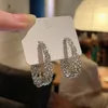 Pendientes colgantes arco exagerado de personalidad para mujeres niñas 925 aguja de plata luz coreana joyería de diamantes de imitación de lujo