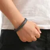 Charm Bracelets Trendy Men Leather Bracelet Black Braided Rope For Stainless Steel Magnetic Clasp Bangles Jewelry Gift