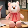 Cute Chubby Teddy Bear Plush Toy Stuffed Soft 5 Colors Big Eyes Bow Bear Pillow Accompany Doll Toys for Kids Girls Birthday Gift