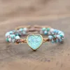 Urok Branselets Ocean Eye Blue Heart Opal Ręcznie robiony z koralikami opaska 230216