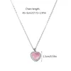 Pendant Necklaces Korean Fashion Pink Crystal Heart Necklace Silver Gold Color Chain For Women Girl Wedding Aesthetic Jewelry