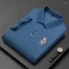 Men's Polos 2023 Business Fashion Embroidered Polo Shirt Men's Short Sleeve T-Shirt Summer Product Lapel Solid Color Middle-Aged Youth