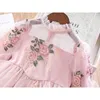 Vestidos de meninas Festa de flores elegantes Princesa Casual Crianças Roupas de renda de mangas compridas crianças vestidos para 38T 230217