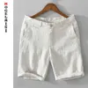 Mäns shorts Nya 2021 Summer Mens Linen Shorts Casual Solid Commonta Shorts Straight Button100 Flax Shorts Bermuda Asian Size L8216 Z0216