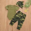 Pyjama né bébé fille garçon vêtements maman énonciations haut imprimé t-shirt Camouflage pantalon chapeaux barboteuse tenue ensemble 230217