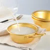 Ensembles de vaisselle du bol jaune aluminium Rice coréen Vin avec poignée de citure chauffable Pickle Shabing Table Varelle