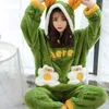 Women's Sleepwear Tulin Fashion Cute Pajamas Set 2 Pieces Flannel Warm Winter Thick Coral Fleece Hooded Cartoon Girl Home Wear