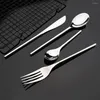 Ensembles de vaisselle Couverts de luxe ensemble de couverts argent 304 en acier inoxydable vaisselle de cuisine fourchette cuillère couteau dîner occidental argenterie