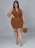 Plus Size Kleider Sommerkleid Damenbekleidung Ärmelloser Blazer V-Ausschnitt Poloshirt Sexy Kurz Großhandel Bulk Drop