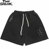 Herrshorts hiphop streetwear baggy shorts rose broderi joggers shorts 2023 män harajuku bomull svett byxor sommarbanan tröjor z0216