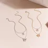 Hanger kettingen trendy eenvoudige gouden kleur link ketting ketting punk legering vlinder multi-layer choker voor dames sieraden