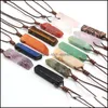 Pendant Necklaces Healing Natural Stone Mineral Irregar Rec Quartz Pendum Amazonite Tiger Eye Lapsi Pink Crystal Necklace Vipjewel D Dh5Vn