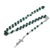 Catene KOMi Perline di malachite da uomo Croce Pendenti Collane Rosario di perline Elegante gioielli cristiani ortodossi che pregano R-328