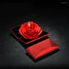 Jewelry Pouches Rotating Lifting Rose Flower Ring Box Wedding Velvet Plastic Valentine Surprise Gift Packaging & Display Creativity