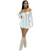 2023 Designer Sexy Robes Dos Nu D'été Femmes À Manches Longues Robe Moulante Printemps Évider Voir À Travers Mini Robe Night Club Wear Articles En Gros 9287