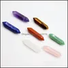 Pedra 7 chakra set reiki natural 8x32mm pedras de cristal de polimento rock quartzo yoga energia decora￧￣o de cura inteira entrega dhsvb